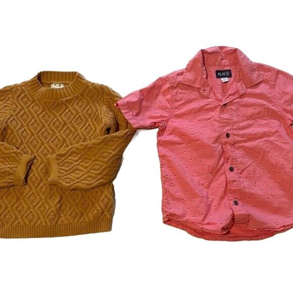 Outfit Bundle - 5T Max Studio Baby Mustard Yellow Sweater & Place Button Down - Picture 2 of 9